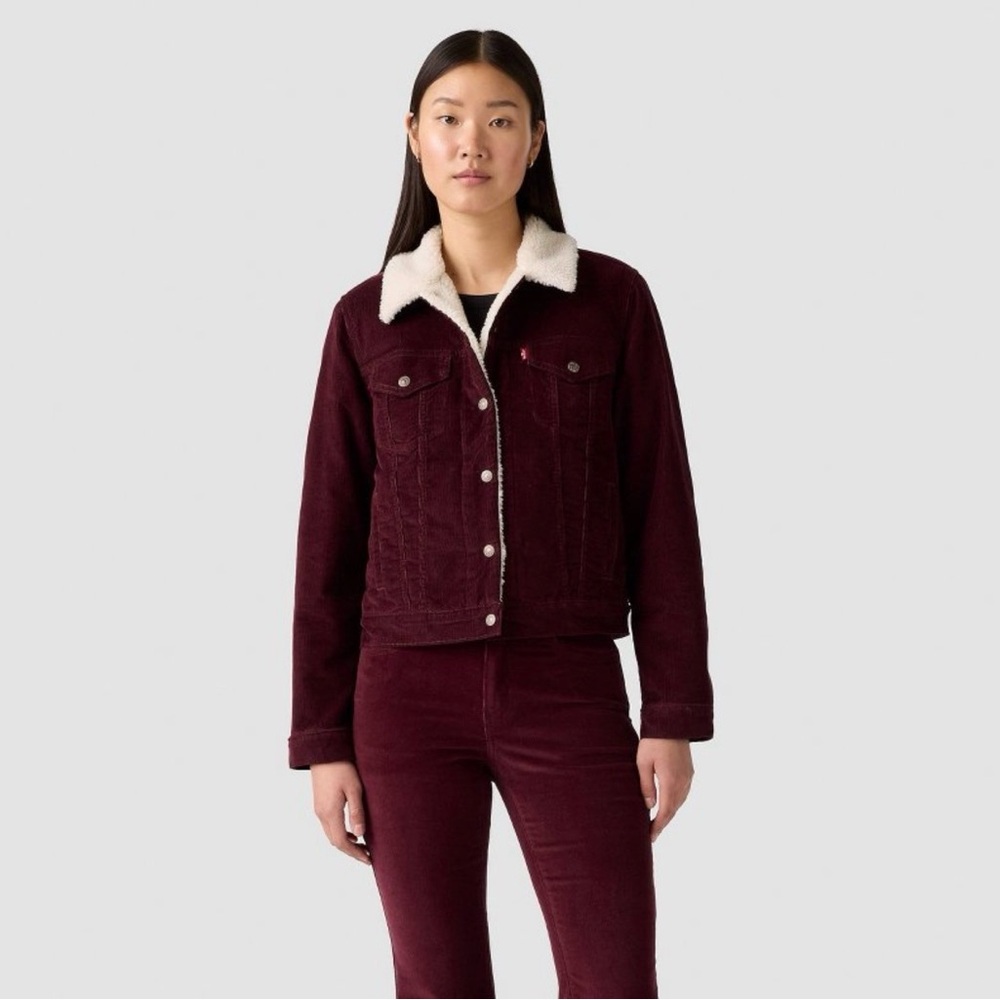 Levi’s Women's Burgundy Corduroy Jacket with Sherpa Lining
